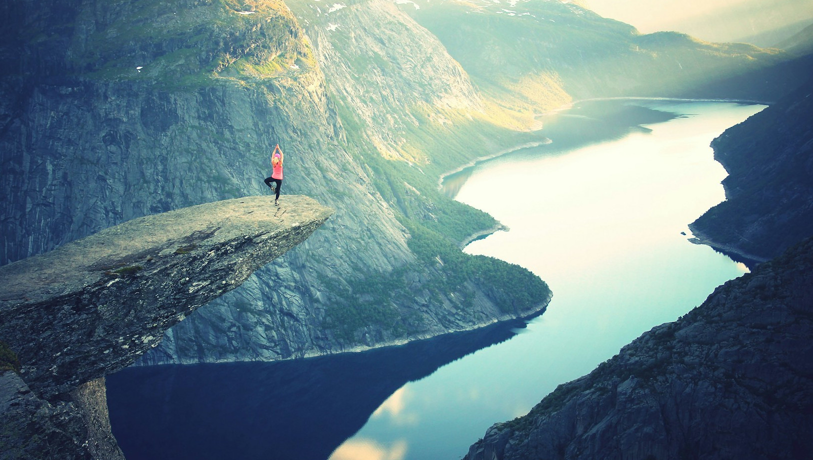 Yoga at fjord.